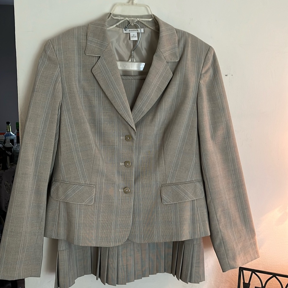 Women’s Suit. Light blue stripes Fully lined and extremely comfortable.